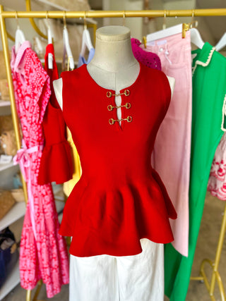 Scarlet Gold Link Elegance Peplum Top