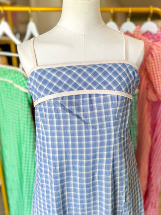 Chambray Coastal Check Maxi Dress