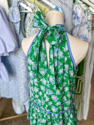 Maria's Blooming in Blue & Green Mini Dress