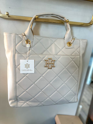 Kinzley Cream Quilted Tote- Caroline Hill