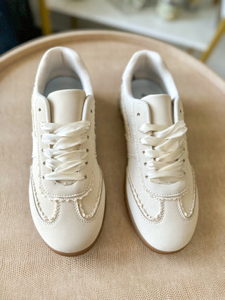 Cream Darling Lace Trim Sneakers