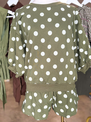 Olive Polka Dot Out & About Shorts Set