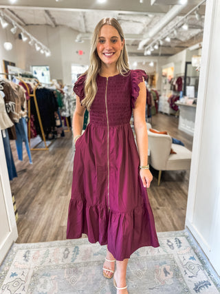 The Burgundy Josie Midi Dress