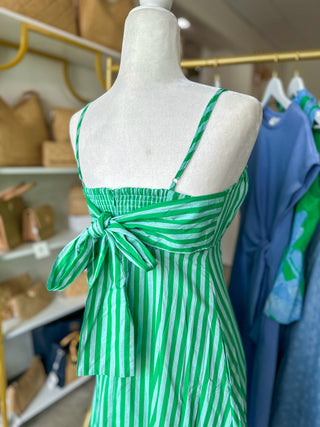 Blue & Green Striped Emerald Cost Maxi Dress