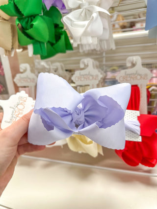 Powder Orchid Scalloped Edge Pantyhose Headband Bow XL