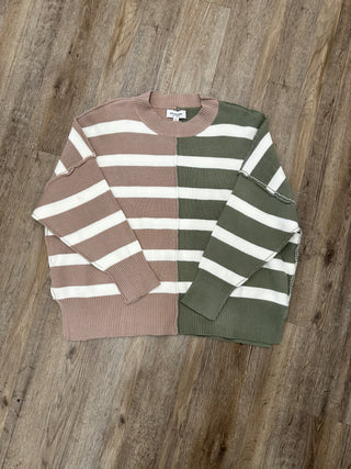 Italian Nights Striped Color Block Long Sleeve Sweater