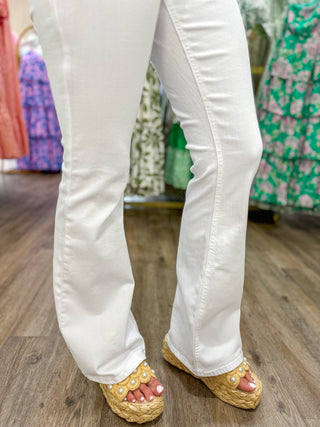 White Utility Slim Bootcut Jeans