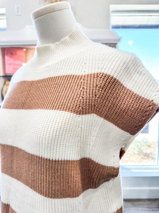 Coco Striped in Paris Mock Neck Sleeveless Sweater