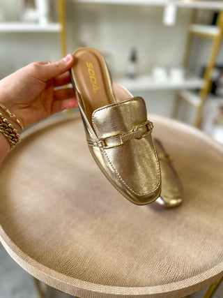 Gold Eleanor Fancy Pants Mules