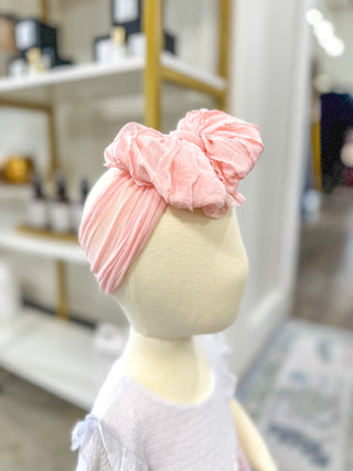 Sweet Pink Frilly Frou Bow Headband