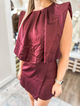 Burgundy Night Out to Remember Round Neck Romper