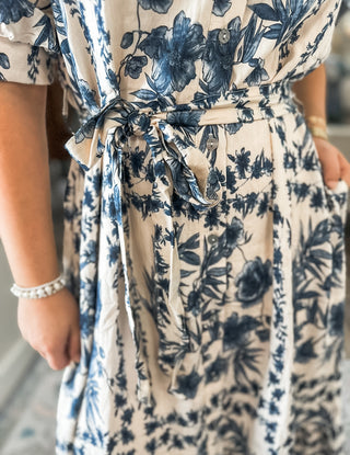 The Blue Petal Pressed Midi Dress
