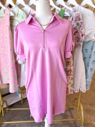 Pink Confident & Collected Mini Zip Dress
