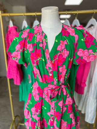 Reverie Pink Addison Orchid Belted Mini Dress