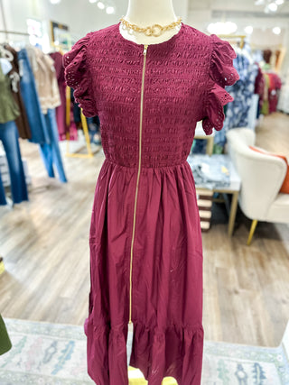 The Burgundy Josie Midi Dress