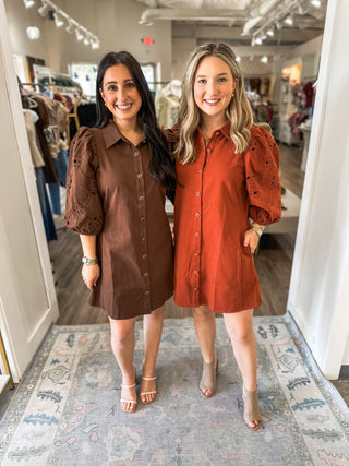 Rust Darling Days Eyelet Mini Dress