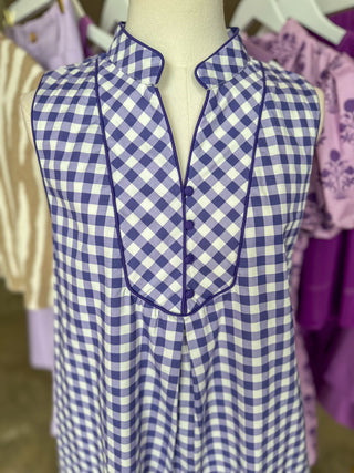 Purple Southern Grace Gingham Mini Dress