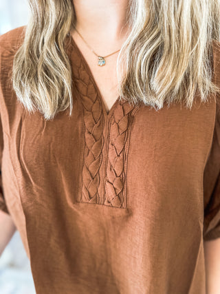 Caramel Ruche Braided Top