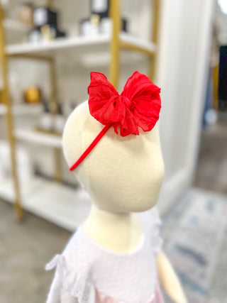 Frilly Frou Mini BRIGHT RED Bow Headband