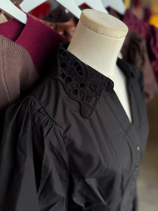 Black Millie Cutwork Mini Dress