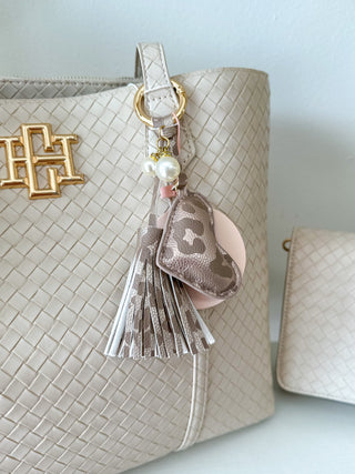 Leopard Heart & Tassel Keychain