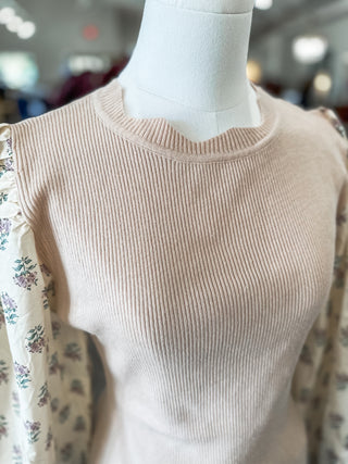 The Rosalie Floral Contrast Sleeves Top
