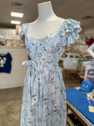 Blue Dainty Daydream Floral Midi Dress