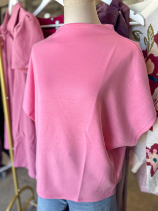 Pink Simple & Sweet Mock Neck Top