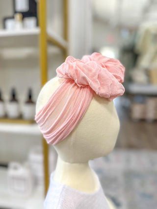 Sweet Pink Frilly Frou Bow Headband
