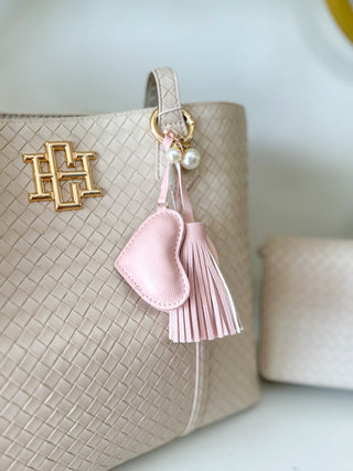 Pink Heart & Tassel Keychain