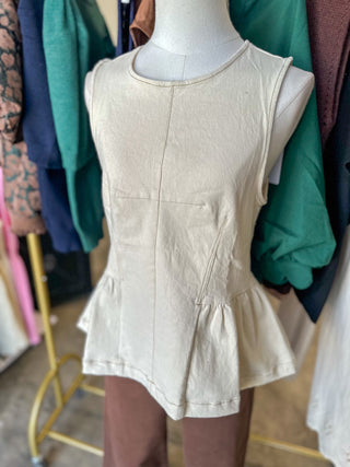 Ecru Tailored & Timeless Peplum Top