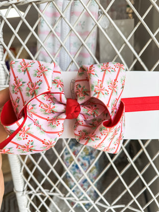 Holly Bows & Stripes Headband Bow