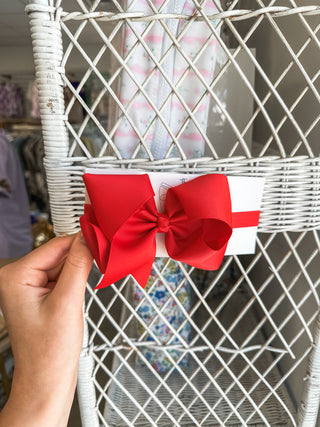 Red Classic Grosgrain Satin Headband Bow