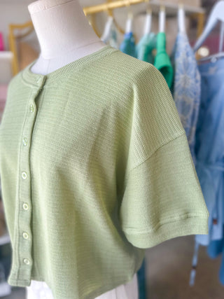 Soft Green Short Sleeve Cardigan