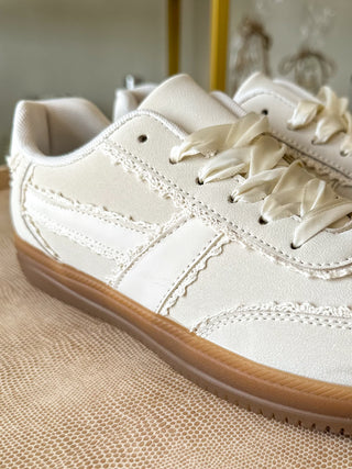 Cream Darling Lace Trim Sneakers