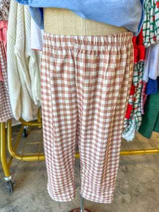 Set- Christmas Vintage Style Gingerbread Plaid Boys Pants Set
