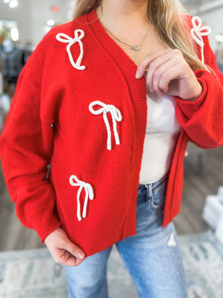 Red Pretty Little Bows Cardigan