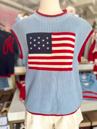 Blue Stars & Stripes Short Sleeve Sweater