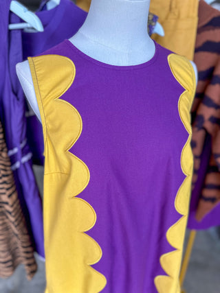 Purple & Gold Saturday In The South Scallop Panel Mini Dress