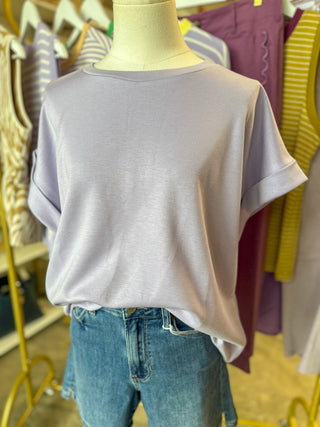 Lilac Classic Crewneck Scuba Top