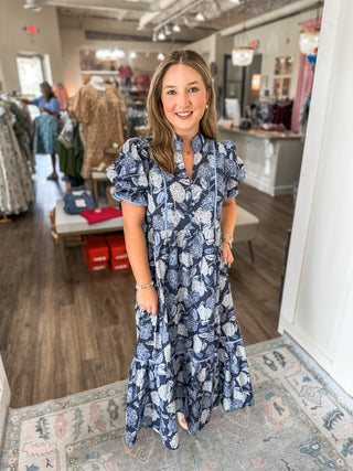 Hydrangea Hill Puff Sleeve Dress