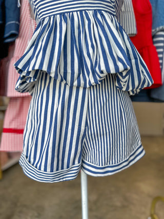 Navy Boardwalk Beauty Peplum Shorts Set