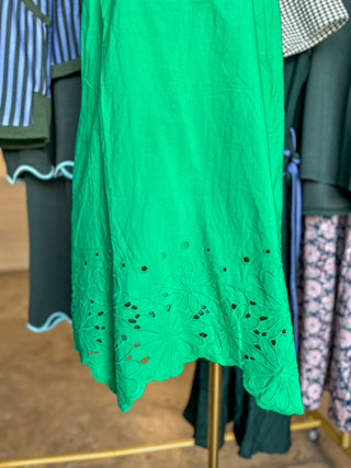 Green Charleston Charm Eyelet Trim Mini Dress