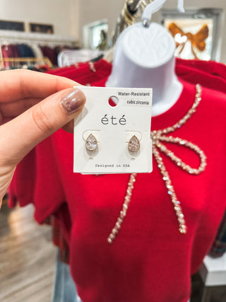 Small CZ Stud Teardrop .5 Earring