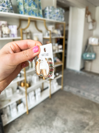 Multi Glass Crystal .75" Oval Hoop Earrings