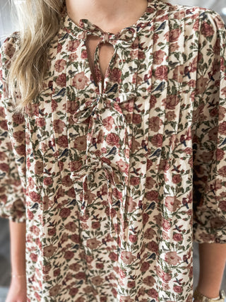 Rosewood Meadow Corduroy Bow Detail Dress