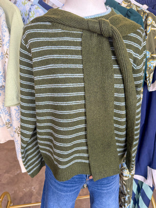 Olive Knotted In Style Striped Sweater