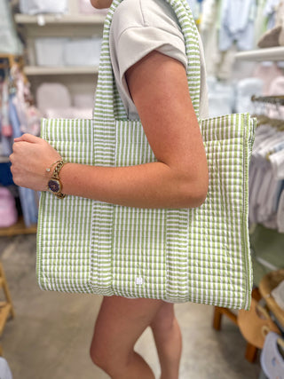 TRVL Sage Pimlico Stripe Quilted Go Go Tote