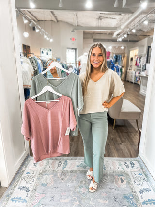 Taupe Textured Oversized Top