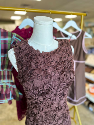 Brown Genevieve Textured Midi Dress